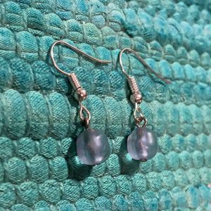 Handmade Earrings with little blue beads